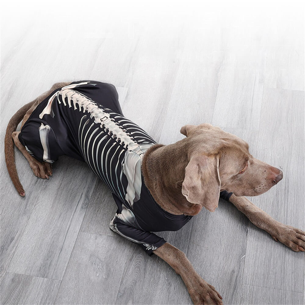 Elastisches Skelett-Halloweenkostüm für Große Hunde