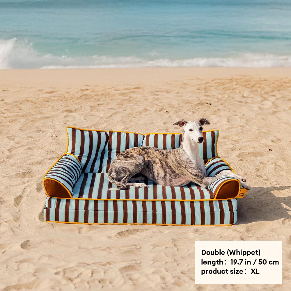 Modisches Gestreiftes Wasserabweisendes Faltbares Hundesofabett - Sunny Siesta