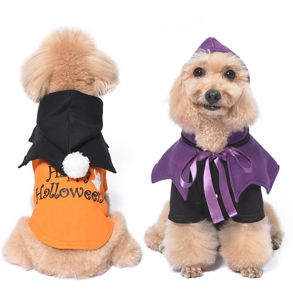 Lustiger zweiteiliger Pullover und Schal mit Halloween-Kürbis für Hunde