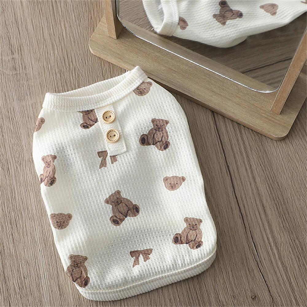 Entzückende Hundeweste mit Teddy-Print – Perfekt für drinnen und draußen