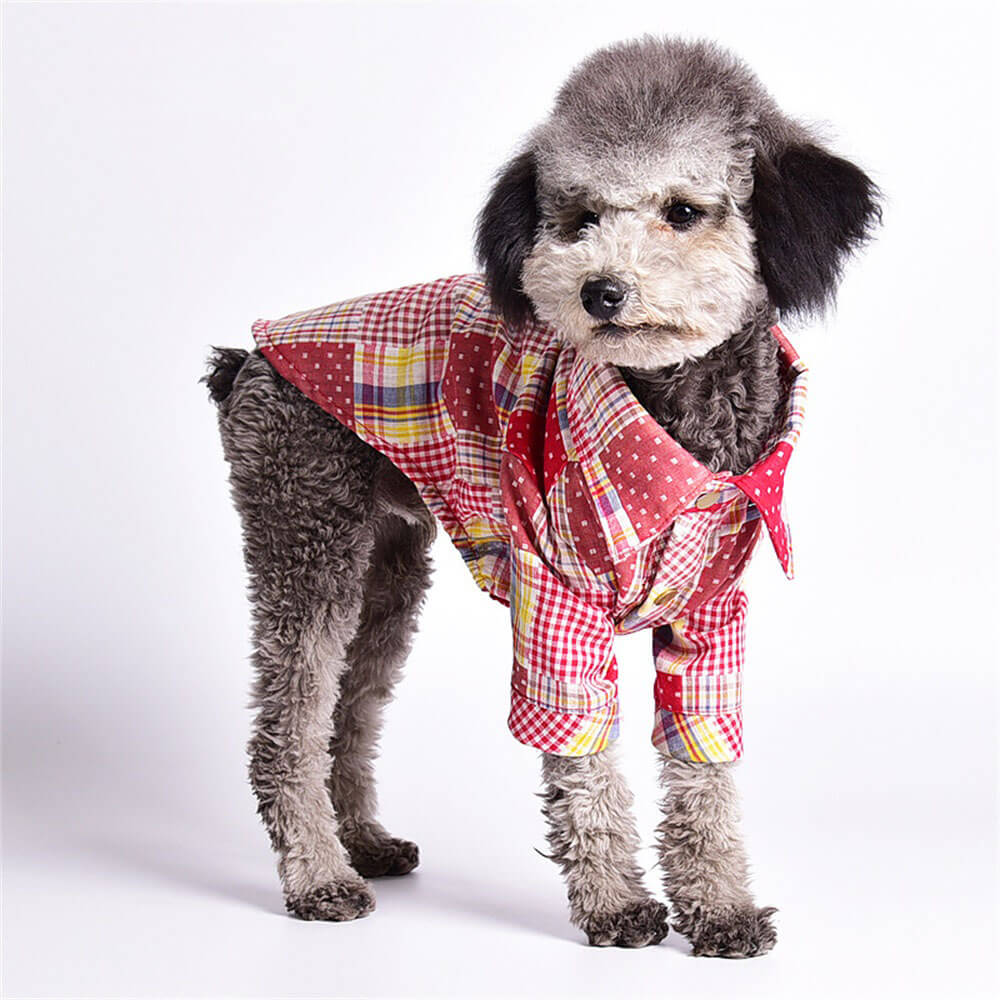 Rot & Blau Patchwork Plaid Hund Shirt - klassische und gemütliche Haustier Bekleidung