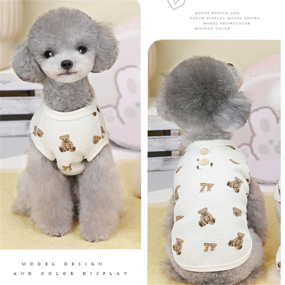 Entzückende Hundeweste mit Teddy-Print – Perfekt für drinnen und draußen