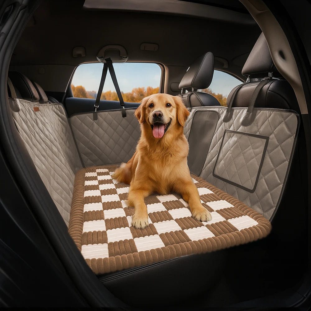 Gemütliche Karo-Rutschfeste Hundebettmatte für Sitzverlängerung im Auto