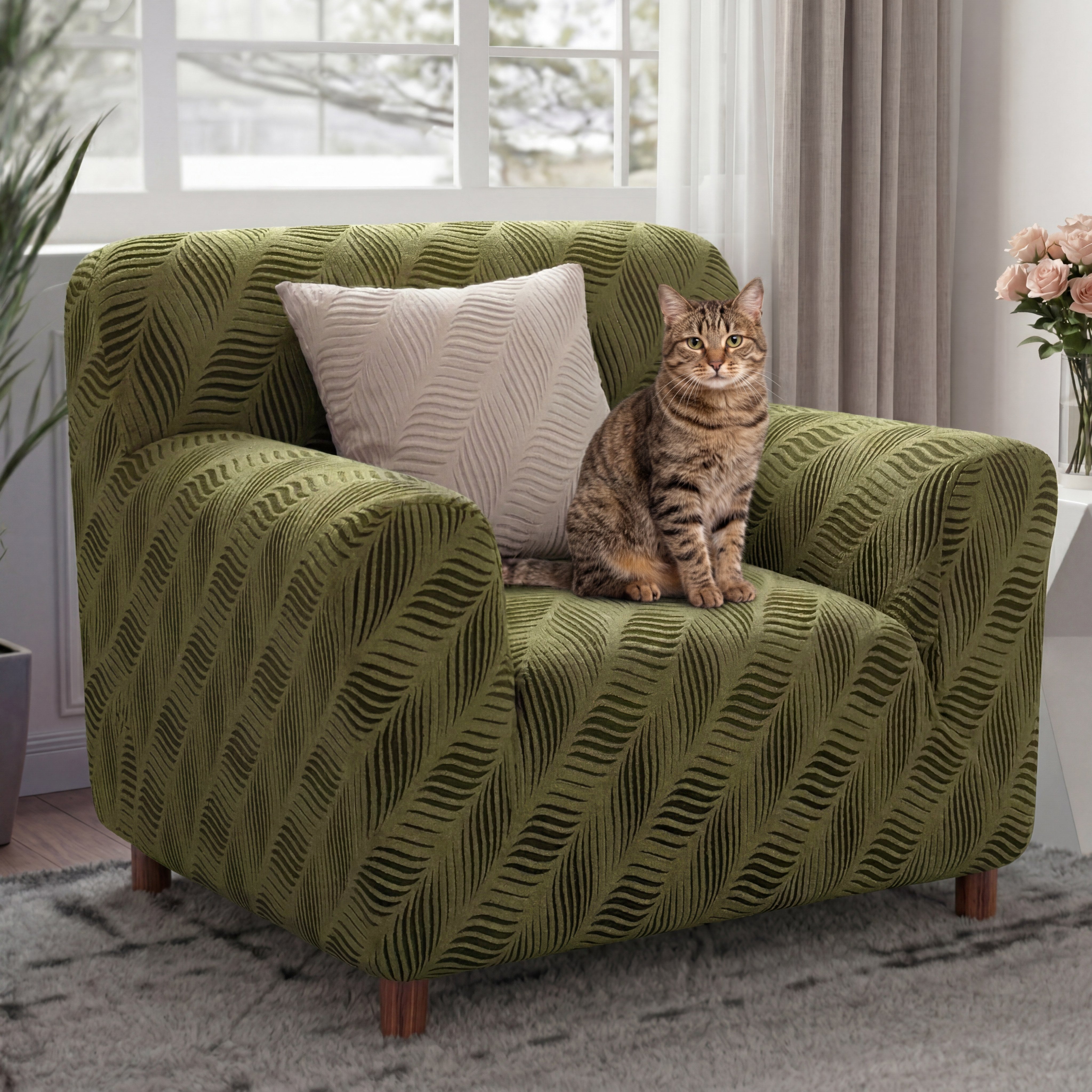 Dicker Polarfleece Jacquard Kratzfest Elastischer Sessel Couchbezug