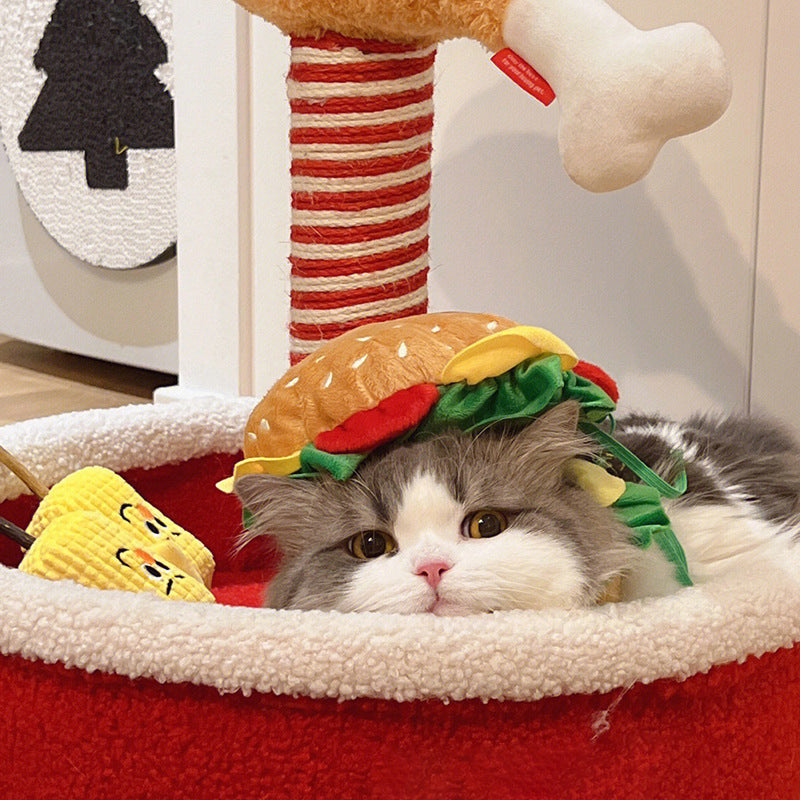 Couvre-tête de hamburger, chapeau pour animaux de compagnie, couvre-tête amusant pour chien et chat