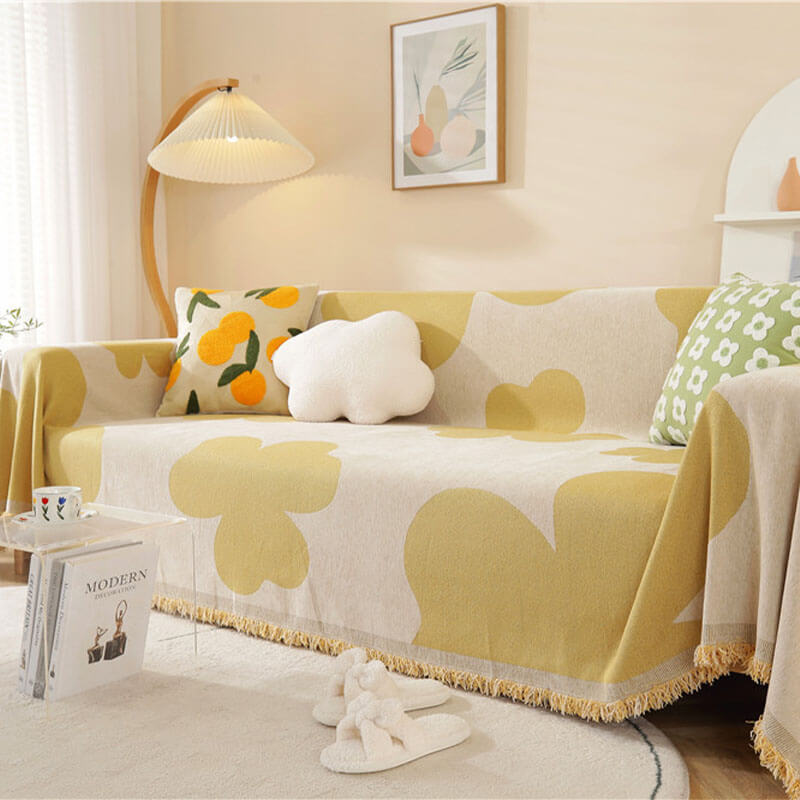 Decke mit Kleeblattmuster, Chenille, großer Couchbezug