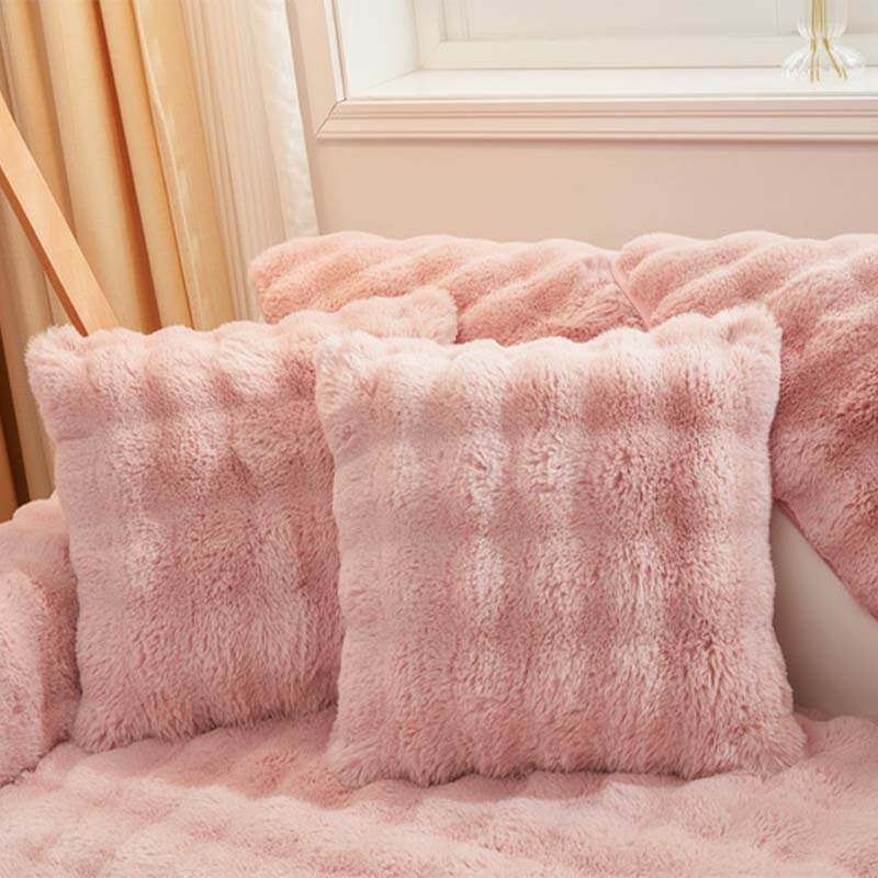 Housse de canapé antidérapante de couleur unie en peluche confortable