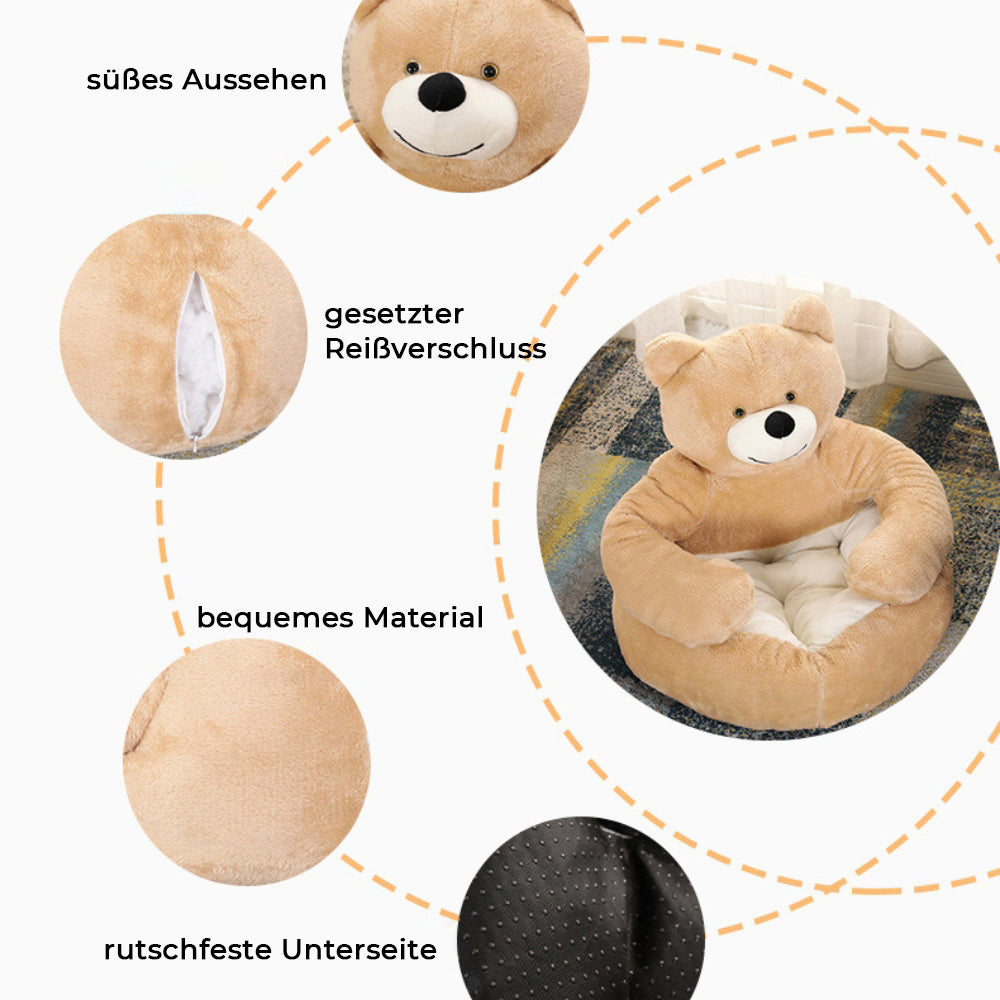 Süßes Abnehmbares Kuschelbär-Haustierbett