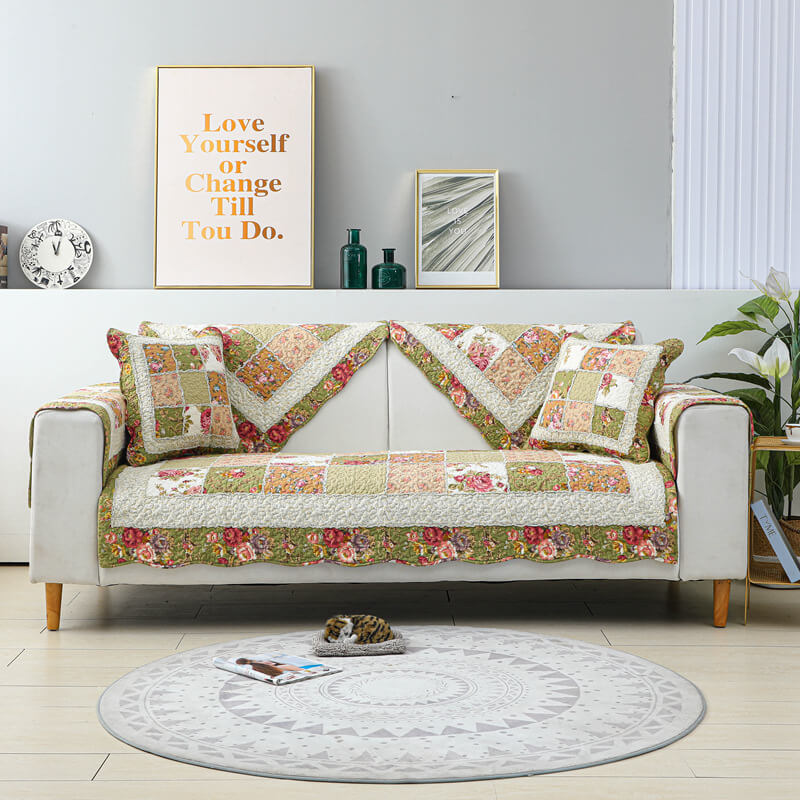 Couchbezug aus Baumwolle mit Vintage-Blumenmuster