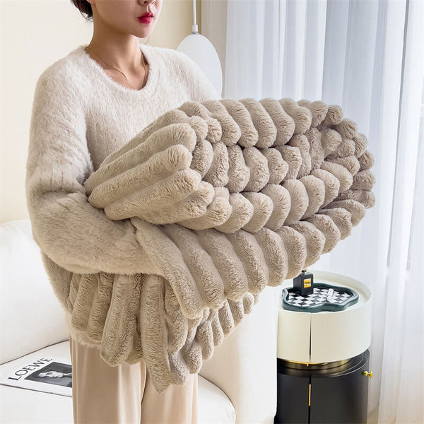 Warme Sofa-Überwurfdecke aus Kaninchen-Kunstplüsch für Menschen und Hunde