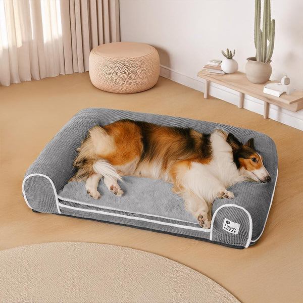 Deluxe-Flanell-Doppelschicht-orthopädisches Eckhundebett