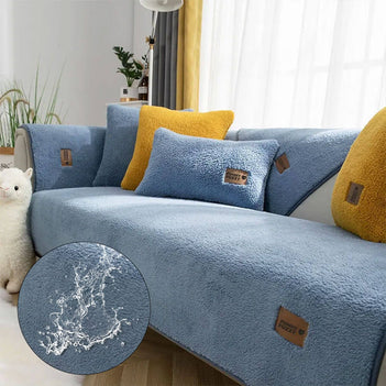 Wasserdichter Rutschfest Dicker Flauschiger Sofabezug aus Sherpa-Fleece