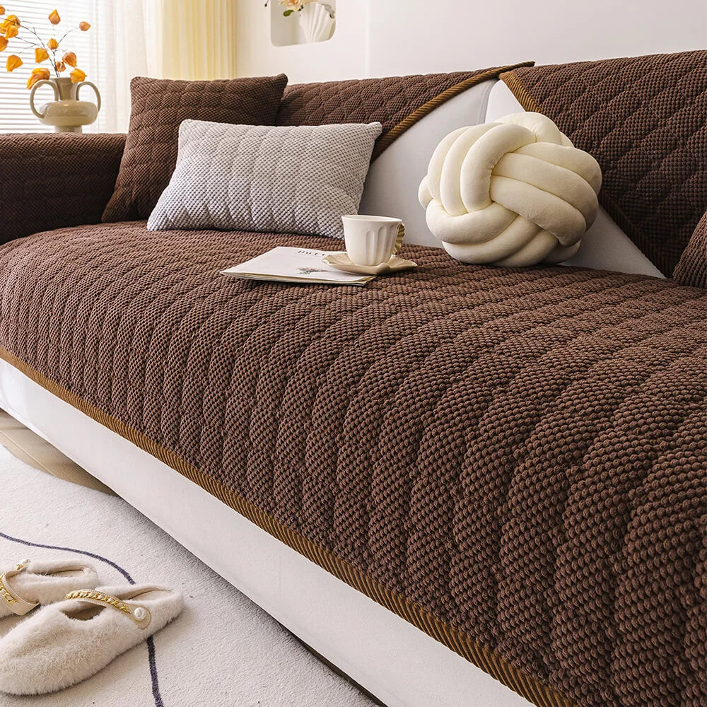 Gemütliche gesteppte Karostoff Cord-Überwurf dicke rutschfeste Couchdecke