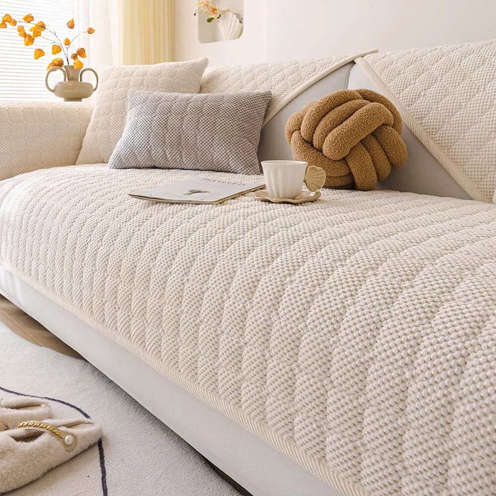 Gemütliche gesteppte Karostoff Cord-Überwurf dicke rutschfeste Couchdecke