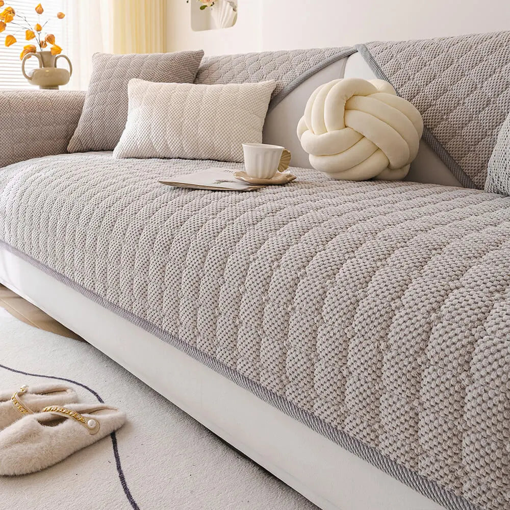 Gemütliche gesteppte Karostoff Cord-Überwurf dicke rutschfeste Couchdecke
