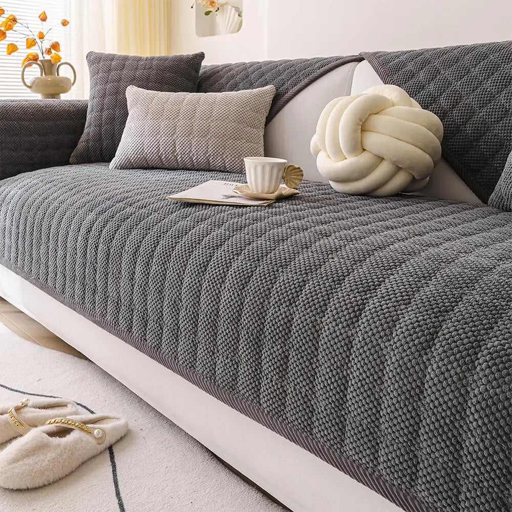 Gemütliche gesteppte Karostoff Cord-Überwurf dicke rutschfeste Couchdecke