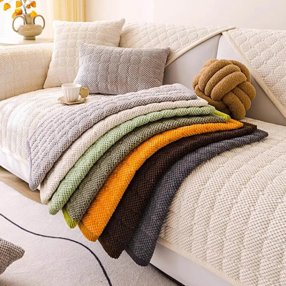 Gemütliche gesteppte Karostoff Cord-Überwurf dicke rutschfeste Couchdecke