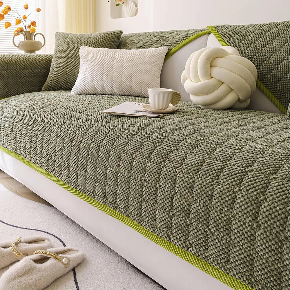 Gemütliche gesteppte Karostoff Cord-Überwurf dicke rutschfeste Couchdecke