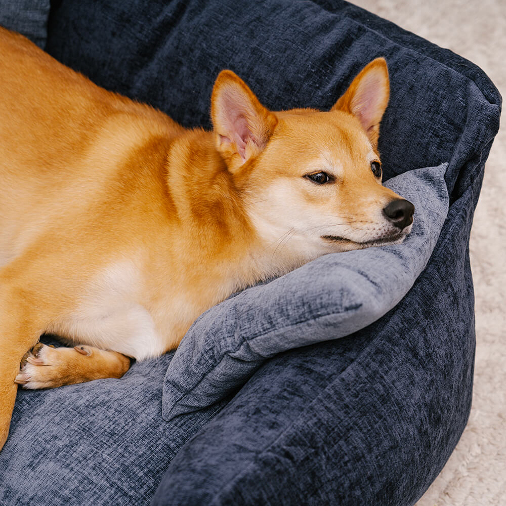 Schlafsofa für Hunde und Katzen aus Chenillestoff im Vintage-Stil