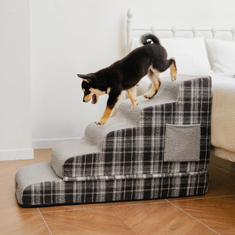 ComfyClimb – Plüschige Haustiertreppe mit hochdichtem Schaumstoff und abnehmbarem Bezug