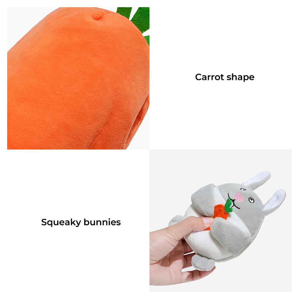 Peluche Carrots Bunnies Burrow Doll Squeaky Dog Toy