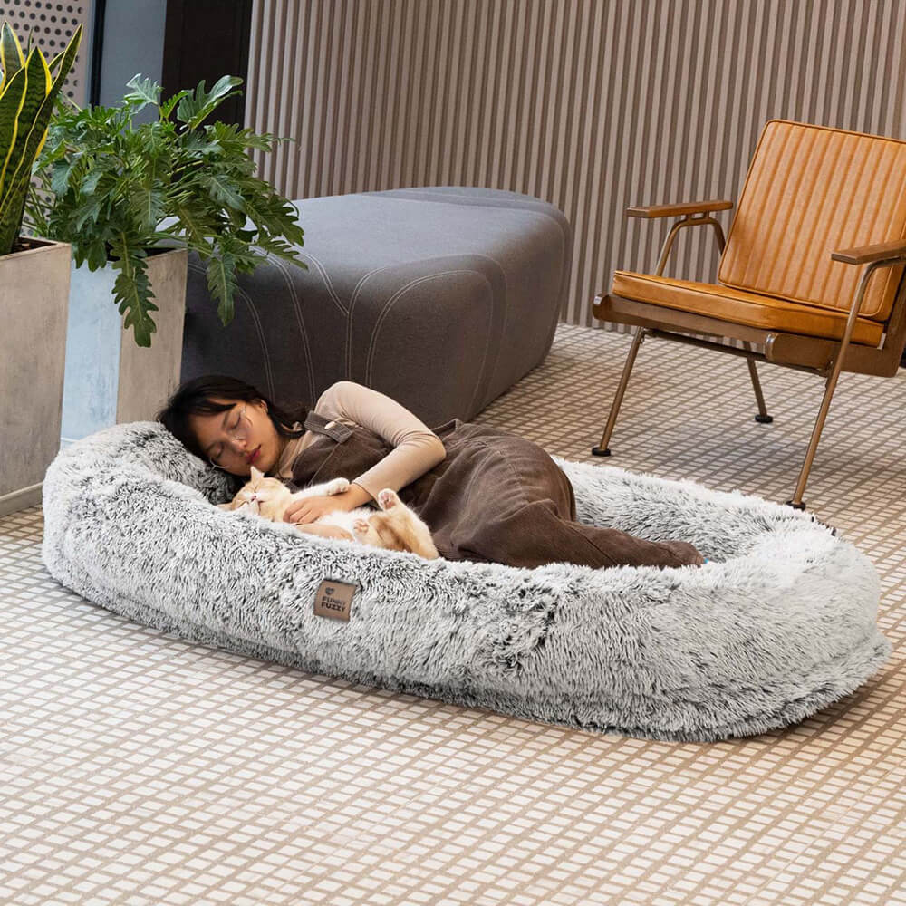 Luxury Super Large Human Dog Bed With Super Soft Pet Throw Blanket