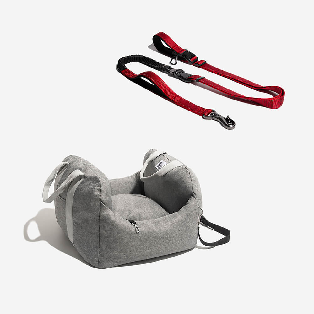 Lit de siège de voiture pour chien de première classe, avec laisse multifonction mains libres pour chien, avec ceinture de sécurité