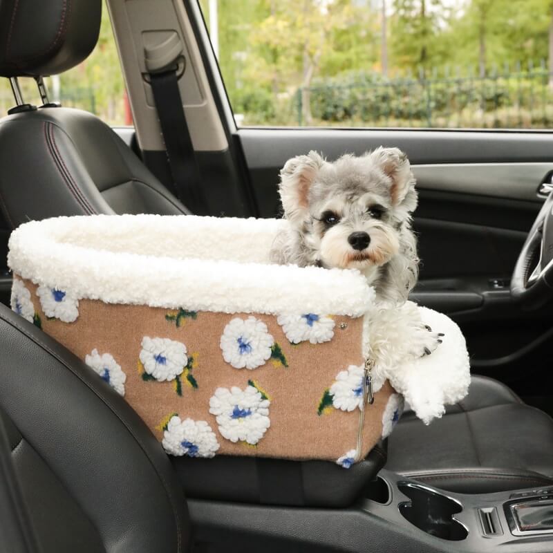 Siège de sécurité pour voiture en laine polaire pour chien, Console centrale, siège de voiture pour animaux de compagnie